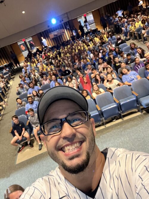 Students of Graceland Park O'Donnell Heights Elementary Middle School with Eddie Cortes