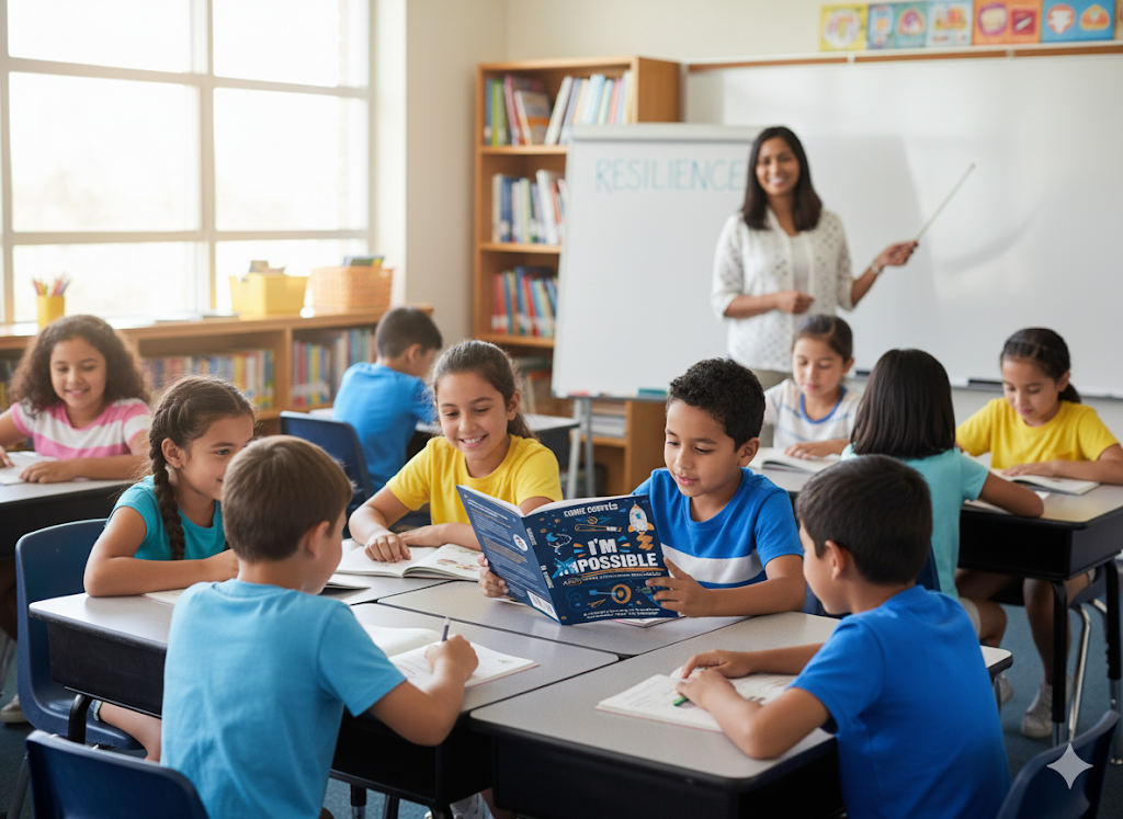 Students reading I'm Possible Book by Author and Motivational Youth Speaker Eddie Cortés